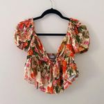 Urban Outfitters NWT  Floral Puff Sleeve Peplum Top Photo 0