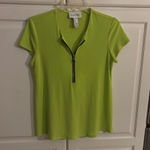 Joseph Ribkoff Lime Green Short Sleeve Zip Neck Top Women's Size 6 Photo 0