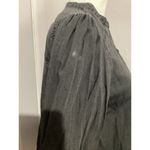 Madewell Denim Collarless Popover Shirt Faded Black Pleated Sleeves Photo 4