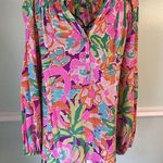 Lilly Pulitzer Silk Blouse ELSA Lulu Flamingo's Small S Pink Photo 0
