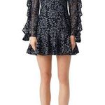 Keepsake Engage Navy Blue Lace Long Ruffle Sleeve Mini Dress Size L Photo 0