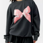 Urban Outfitters  Black Sweatshirt with Pink Bow Photo 0