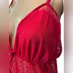 Delta Burke Plus Size Red Sheer Romantic Coquette Heart Print Lingerie Min Dress Photo 2