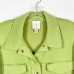 Joie  Medium Jacket Bright Green Snap Closures Collar Stretch Solid Knit‎ 591 Photo 3
