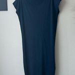 Chiara Boni  Dress Shirley Navy Blue Jersey Short Sleeve Blouson Midi Dress Sz 40 Photo 3