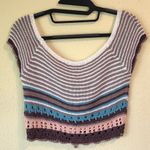 Say What? Striped Knit Crop Top Tie Front M Photo 3
