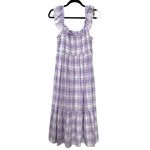 Main Strip Smocked upper bodice linen type woven material large print gingham plaid Photo 4