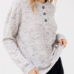 Urban Outfitters  Cozy Oversized Henley Top Womens S Gray Flecked Buttons Soft Photo 0