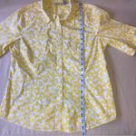 L.L.Bean Women's White & Yellow Butterfly Short Sleeve Button Down Shirt Photo 4