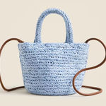 J.Crew  Small Malta handwoven straw bag City Blue Photo 0