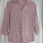 CAbi Shirt Medium Western Pink Plaid Pearl Button Up 3/4 Roll Button-Up Shirt M Photo 1