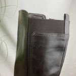 Unisa  Brown Zip Up Knee Length Gold Chain Block Heel Faux Leather Boots 7.5 Photo 5