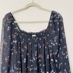 Wilfred  Alana Babydoll Dress Dark Blue Floral Print Square Neck Size Medium Photo 7