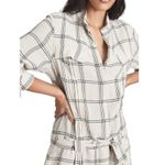 Reiss  Tan Dasha Windowpane Plaid long sleeve shirt dress 10 NWT Photo 3