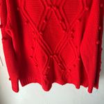 Ava & Viv Women's 2X Red Cable Knit Pom Pom Pullover Sweater Plus Size Photo 4