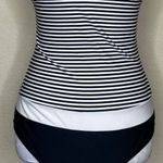 Venus Women's Stripe Slimming Bandeau One-Piece Adjustable Strap Swimsuit 8 NWOT Photo 1