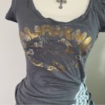 Hollister Vtg Y2K Baby Tee Blue Gray Preppy Bella Swan Tight Womens Size M Photo 2