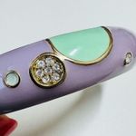 Signed Sequin Lilac & Pastel Enamel Hinge Bangle | Gold Tone | Gently Used Photo 1