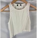Naked Wardrobe  Ribbed Asymmetrical White Tie Side Tank Size Medium Photo 0