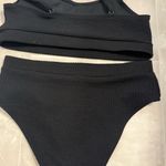 SheIn Black Ribbed High Waisted Bikini Set Medium Photo 3