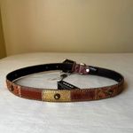 Nanni Milano Patchwork Tooled‎ Leather Belt Size 30 NWT with Dust Bag Y2K Brown Photo 6