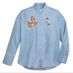 Disney  Parks Winnie the Pooh Embroidered Denim Button Up Shirt 1X NWT Photo 0