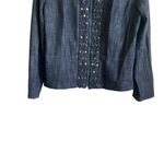 JM Collection Women Jacket 14 Blue Chambray Soft Denim Decorative Trim Blazer Photo 4