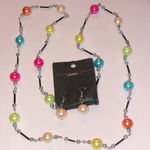 Colorful Beaded Boho Retro Necklace Earrings Set NWT Black Photo 0