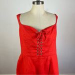 Reformation  Orange Red Linen Tie Front Dress Photo 2