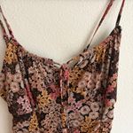 Ultra Flirt Floral Ruched Mini Dress Spaghetti Strap Tie Front Brown Pink Size M Photo 5