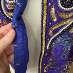Vintage 80s Hudson’s Silk Purple Gold Bling Cropped Bolero Jacket S M Size M Photo 4