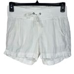 Athleta  SZ 2 Linen Creston Shorts Pull-On Pocket Lightweight Elastic Waist White Photo 0
