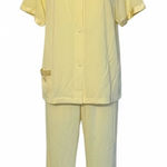 Vanity Fair Vtg  60’s Tricot Nylon Pajama Set Yellow Silky Stretch Women’s 34/S Photo 0
