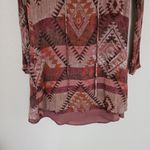 Blu Pepper Lace Up Aztec Print Womens Size S Western Boho Long Sleeves Red Brown Photo 3