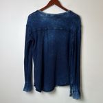 Free People  we the free Blue Long Sleeve linen cotton oversized shirt sz S Photo 2