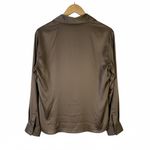 Chico's  Button Down Shirt Womens M Brown Silk Collared Stretch Modest Old Money Photo 3