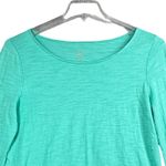 Belle Kim Gravel Ruched Sleeve Top Womens M Teal Green Casual Boho Minimalist Size M Photo 3