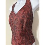 JR Nites Caliendo Womens Halter Neck Paisley Brocade Corset Top Size 10 Red Photo 1