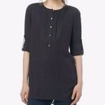 Vince Yoke Front Black Trapunto Tunic Top in White- Medium Photo 79