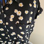 No Boundaries  Black Floral Daisy Button Up Blouse Photo 3