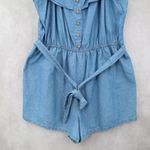 Derek Heart  Blue Denim Cotton Ruffle Belt Shorts Stretch Romper Jumpsuit Plus 2X Photo 3