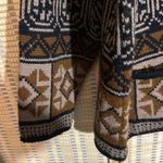Tally Ho Vintage 1990s Y2K Black Shades of Brown Cardigan Sweater Geometric 3X Photo 8