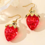 Boutique Spring strawberry acrylic dangle earrings NWT Photo 0