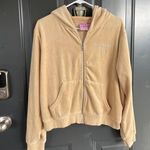 Juicy Couture X forever21 collab velour hoddie zip up jacket Beige Y2K Sz Large Photo 2