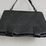 Guess Womens Shoulder Bag Black Ostrich Embossed Faux Leather Accordion Clutch Photo 47