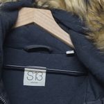 S13 New York Black Parka Jacket M Faux Fur Hood Warm Winter Coat 33" Long Flaw Size M Photo 2