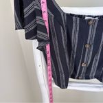 Sienna Sky Cropped Flutter Short Sleeve Navy Top SZ Small Photo 8
