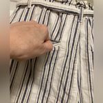 a.n.a  White Striped Linen Blend Women's Belted Paperbag Waist Shorts Photo 4