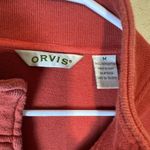 Orvis  Sweater Cardigan Women's M Orange Cotton Full Zip Jacket pockets Photo 1