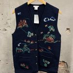 Talbots Vintage 100% Wool Embrodiered Fall Apple Farm Barn Sleeveless Vest Small Photo 0